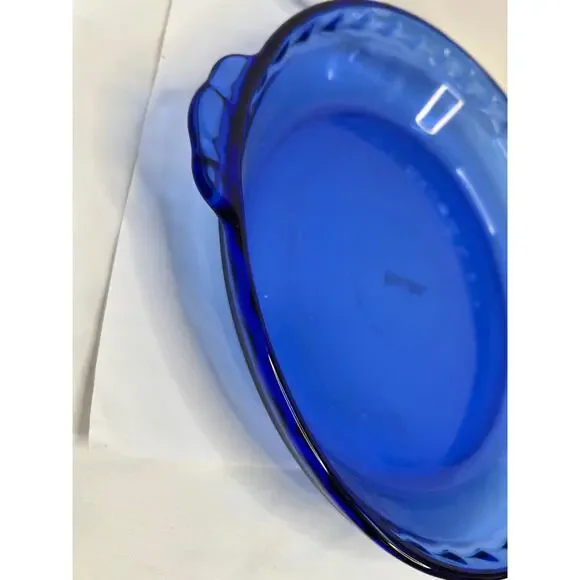 Vintage Pyrex Original Cobalt Blue Fluted Pie Baking Plate 229 9.5” Glass Dish - Picture 3 of 9